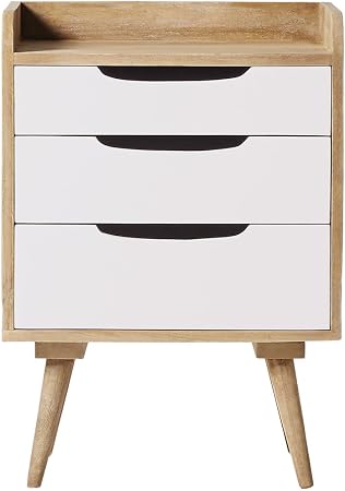 Swoon Randall Bedside Cabinet In White Washed Wood 3 Drawers Painted White Amazon Co Uk Kitchen Home