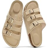 Project Cloud 100% Genuine Leather Summer Sandals for Women 2026 - Memory Foam & Cork Footbed Beach Vacation Essentials Womens Sandals Comfortable Lightweight Slides for Women Footwear (Capri)