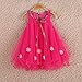Kids Girls A-line Tulle Dress Sleeveless Sundress Bow Floral Skirt (2-3 Years, Rose Red)