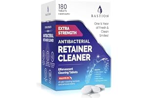 Retainer Cleaner & Denture Cleanser - 180 Effervescent Tablets 6 Month Supply Removes Stains, Discoloration, Odors, Plaque Cl