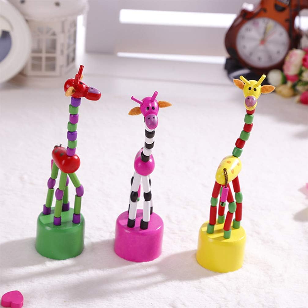 STOBOK 5Pcs Wooden Giraffe Figurine Toy Dancing Rocking Giraffe Finger Puppets Toys for Boys Kids Girls (Random Style) - Image 4