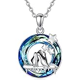 SELKAT Crystal Penguin Necklace 925 Sterling Silver Penguins Pendant Necklace Cute Animal Jewelry Christmas Gifts for Women Mom Wife