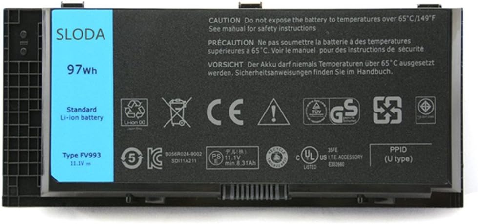 SLODA Battery for Dell Precison M4600 M4700 M6600 M6700 Laptop FV993 PG6RC R7PND 0TN1K5 New Laptop Notebook Computer - 9 Cells 12 Months Warranty