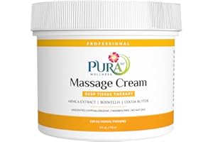 PURA 1ST Professional Deep Tissue Therapy Massage Cream, Arnica, Cocoa Butter, Boswellia, Unscented, Hypoallergenic, Wellness, Physical Therapy, 4oz Jar