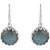 ARTISANJEWELS 925 Sterling Silver Dainty Hypoallergenic Earrings, Natural Labradorite Gemstone, Handmade Boho Lightweight Jewelry for Women, Polished Stone, Healing Crystals, Gift for her