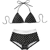 SHENHE Women's Polka Dots Bikini Set Halter Triangle High Waisted Swimsuits 2 Piece Bathing Suit