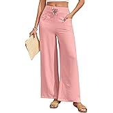 ALSOGO Women's Palazzo Pants Dressy Drawstring Elastic Waist Casual Wide Leg Trousers with Pockets 2025 Summer