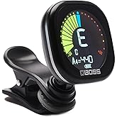 BOSS Rechargeable Chromatic Clip-On Tuner for Guitar, Bass and Ukulele | Reliable and Precise Battery Powered Tuner with Larg