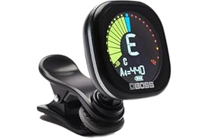 BOSS Rechargeable Chromatic Clip-On Tuner for Guitar, Bass and Ukulele | Reliable and Precise Battery Powered Tuner with Larg