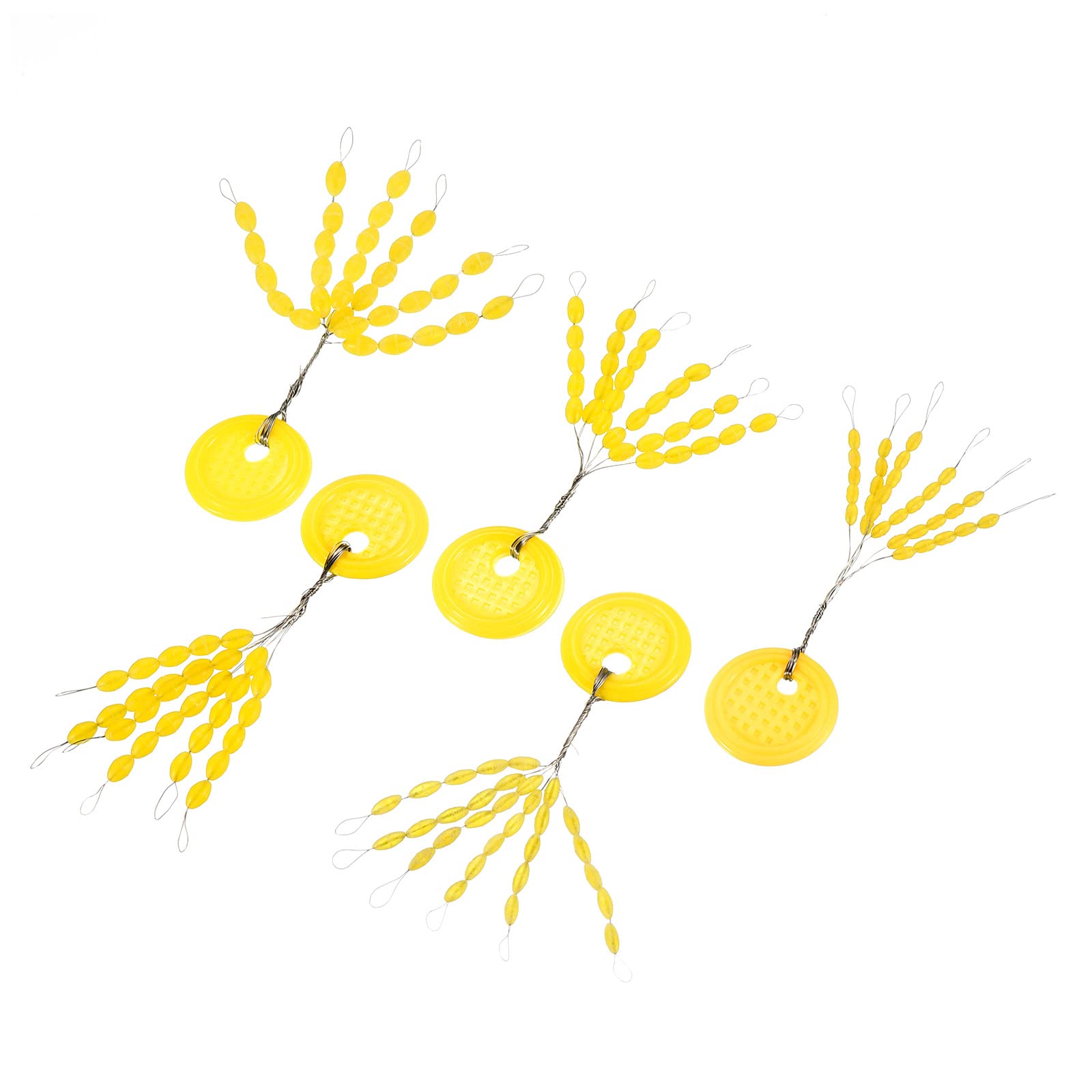 PATIKIL Fishing Rubber Bobber Beads Stoppers, 1 Set/450 Pieces 30 in 1 Float Sinker Stops Oval Shape 5 Sizes for Fishing Line, Yellow