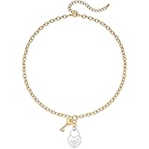 FAMARINE Lock Key Pendant Necklace for Women Gold Plated Lock Necklaces for Birthday