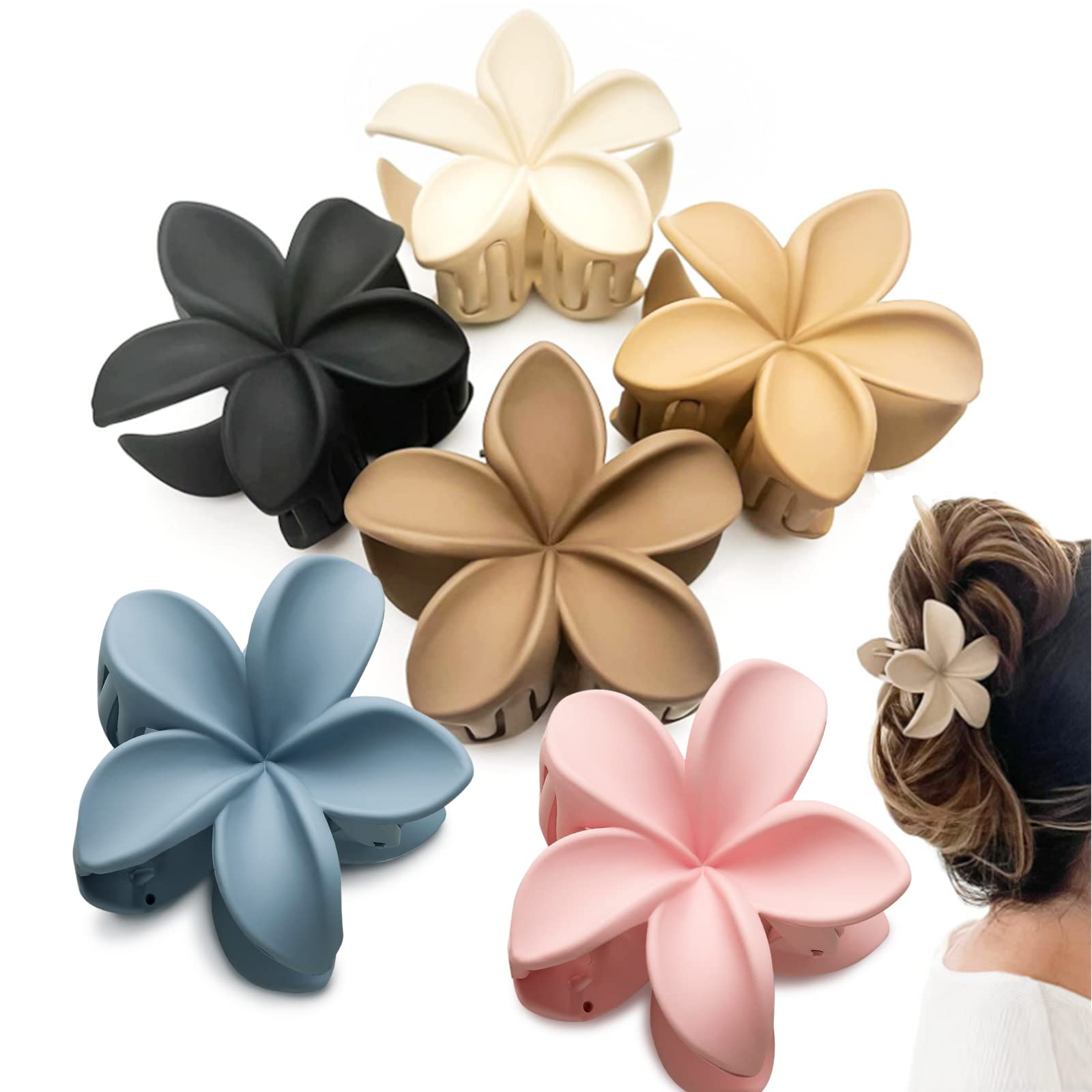 6 PCS Flower Hair Claw Clips Non-slip Matte Hair Clips for Women Thick Hair to Thin Hair Styling Accessories Cute Claw Clips Hair Clip Strong Hold No Slip Matte Claw Clips for Women and Girls