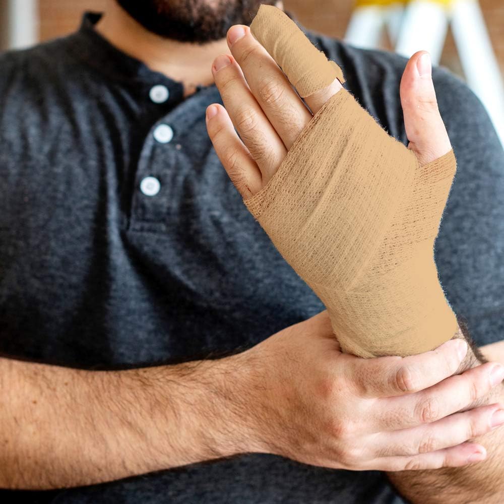 Self Adherent Cohesive Wrap Bandages (12 Pack Bundle) - 2” Wide, 5 Yards All Sports Athletic Tape | Brown Non-Woven Bandage | Breathable Wound Tape | Medical Stretch, Cover All Tape: Health & Personal Care