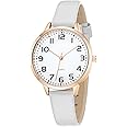 TWOPTION Women's Dainty Analog Leather Dress Watch for Small Wrists, Ladies Waterproof Watches for Women, Reloj para Mujer
