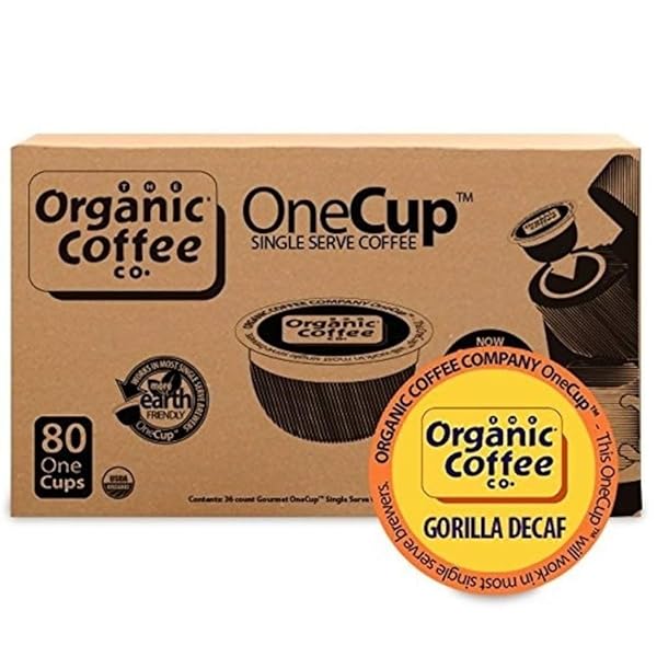 THE ORGANIC COFFEE CO. COMPOSTABLE COFFEE PODS – GORILLA DECAF (80 CT) K CUP COMPATIBLE INCLUDING KEURIG 2.0, MEDIUM ROAST, SWISS WATER PROCESSED, USDA ORGANIC