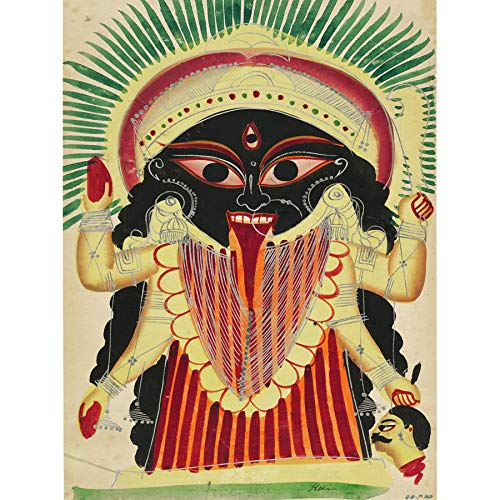 Kalighat Kolkata Calcutta West Bengal India Kali Art Print Canvas Premium Wall Decor Poster Mural