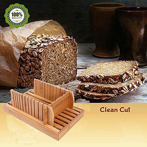 Bamboo Adjustable Bread Machine Wood Bread Slicer For Homemade Bread With Crumb Catcher Tray Creative Bread Slicing Guide