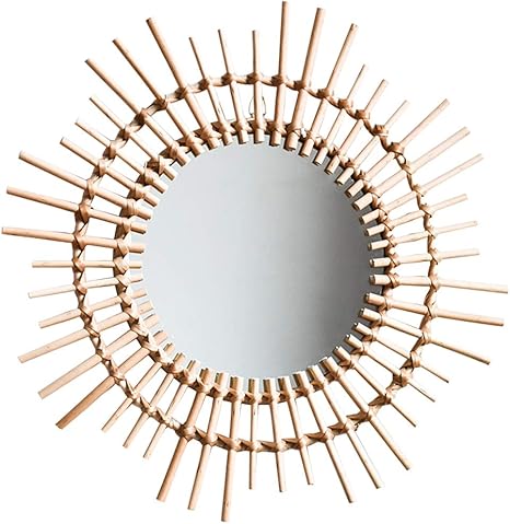 Espejos Decorativos de ratán Redondo, Espejo Decorativo de vanidad para