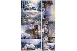 European Excellency Rice Paper for Decoupage A4, Craft Paper, Vintage, Winter Landscape Christmas Crafts (Winter Collage - 2 Sheets)