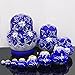 K&L King&Light 10pcs Beautiful Blue_White Russian Nesting Dolls Matryoshka Wooden Toys