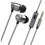 Rhapsody & Mogan H9 Metal Wired Earphones In Ear Earbuds Noise Isolating Sweatproof Sport Headphones with Built-in Microphone, Hand-free Calling, Lightweight Stereo Headset, iOS/Android