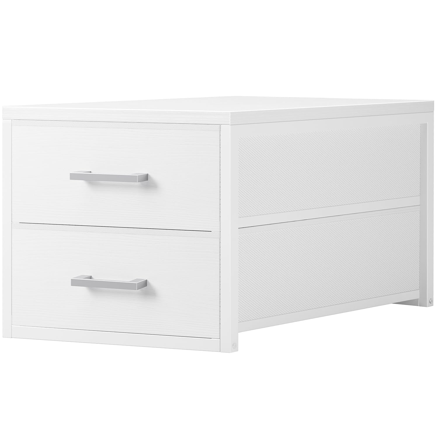 Photo 1 of BOLUO Stackable Storage Drawers Closet Organizers and Storage Fabric White 2 Drawer Dresser for Bedroom Modern