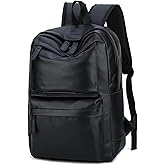 JINGTIANCD Mens Leather Backpack, Carry On Backpack Fits 16.1'' Laptop Bag Large Capacity Business Travel Hiking Waterproof (Black)