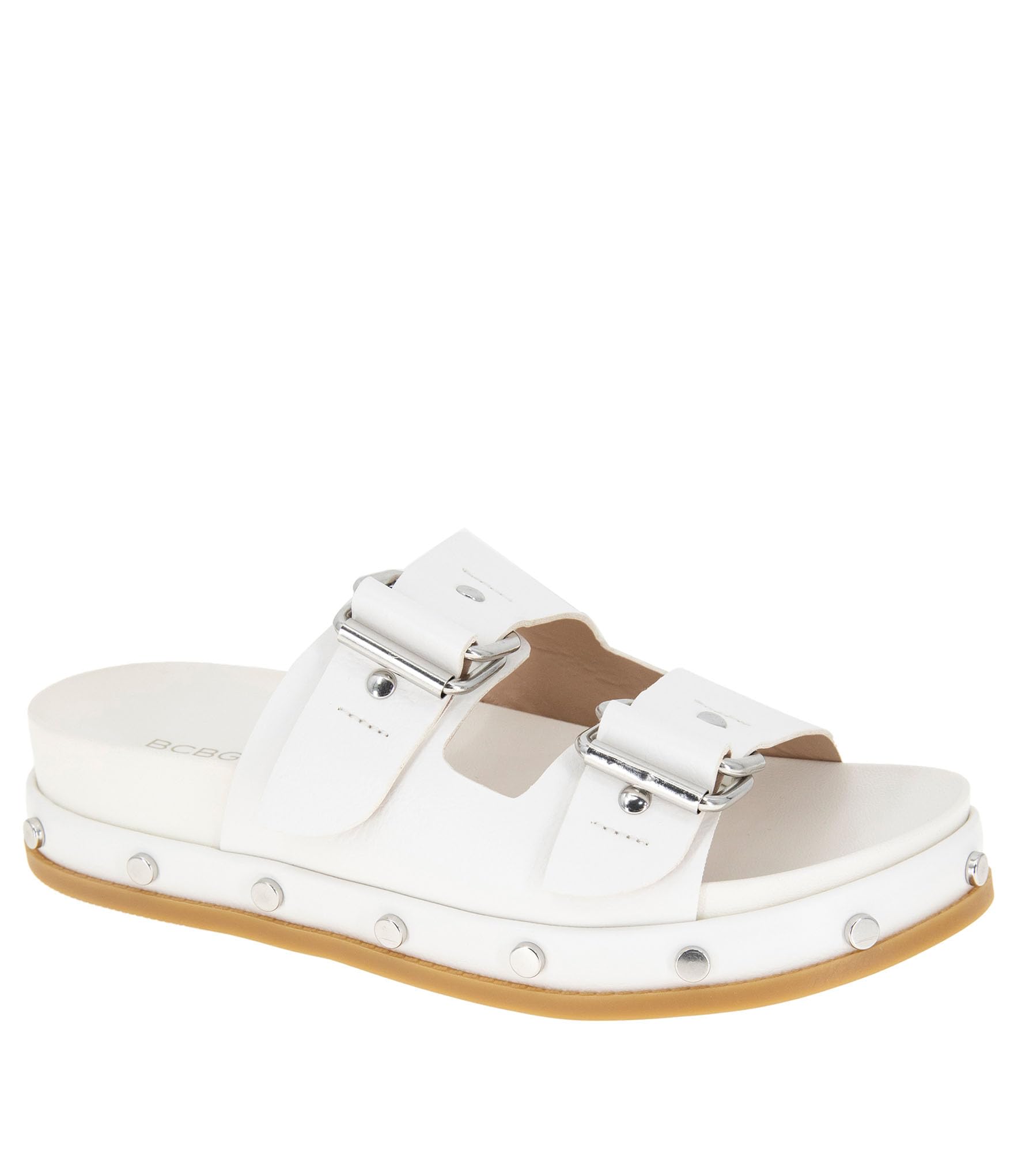 BCBGeneration Bamba Footbed Sandal with Studs, Cloud Dancer