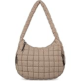 izuzta Quilted Puffer Tote Bag for Women Large Crossbody Bag Lightweight Nylon Puffy Quilted Carryall Hobo Puff Shoulder Bag