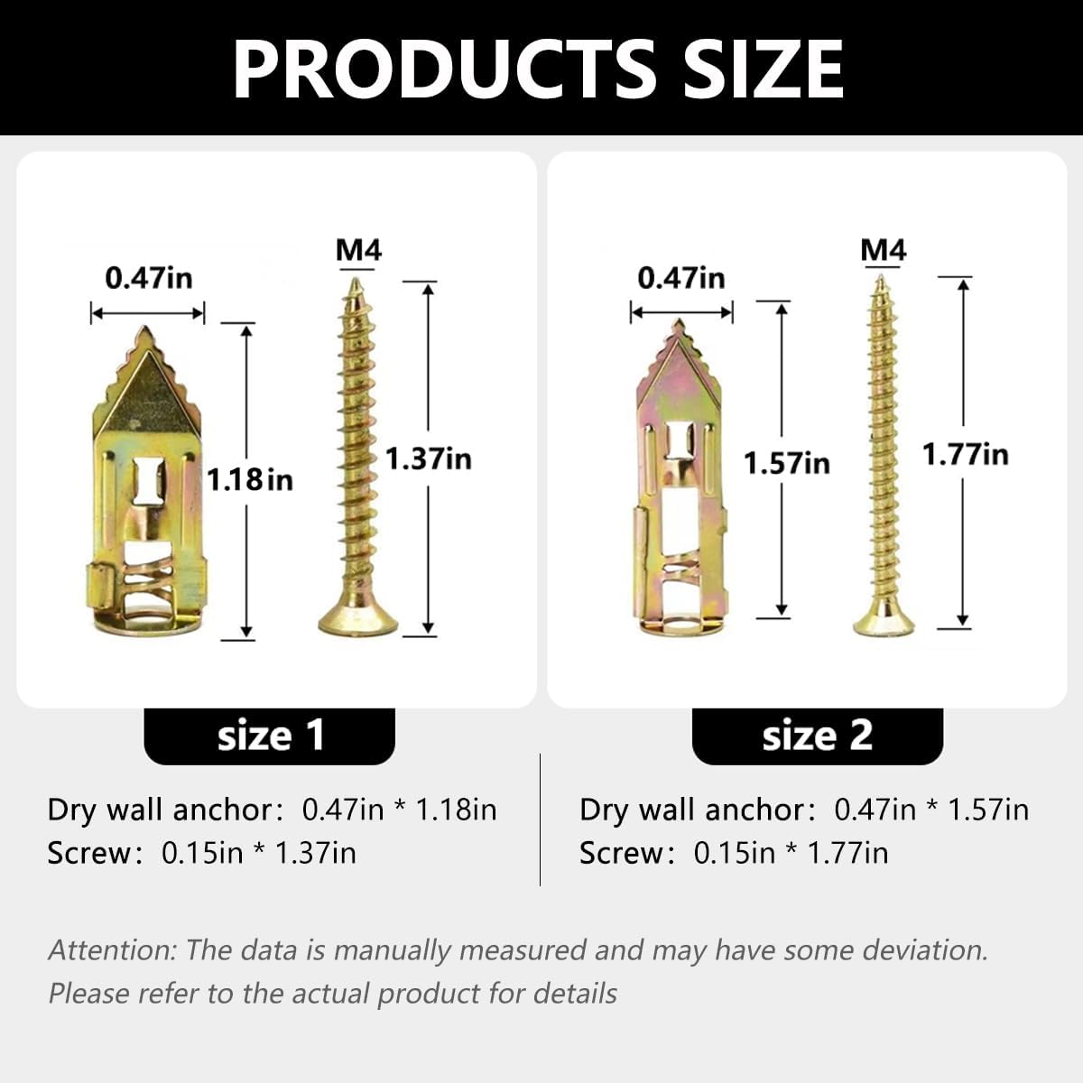 Selbstbohrende Dübelschrauben, selbstbohrende Trockenbaudübel und Schraubensatz zum Nass- und Fixieren von Trockenbaudübel-Reparaturwerkzeugen zum Befestigen von Terrassenmöbeln (100, 3cm+3.5cm) 2