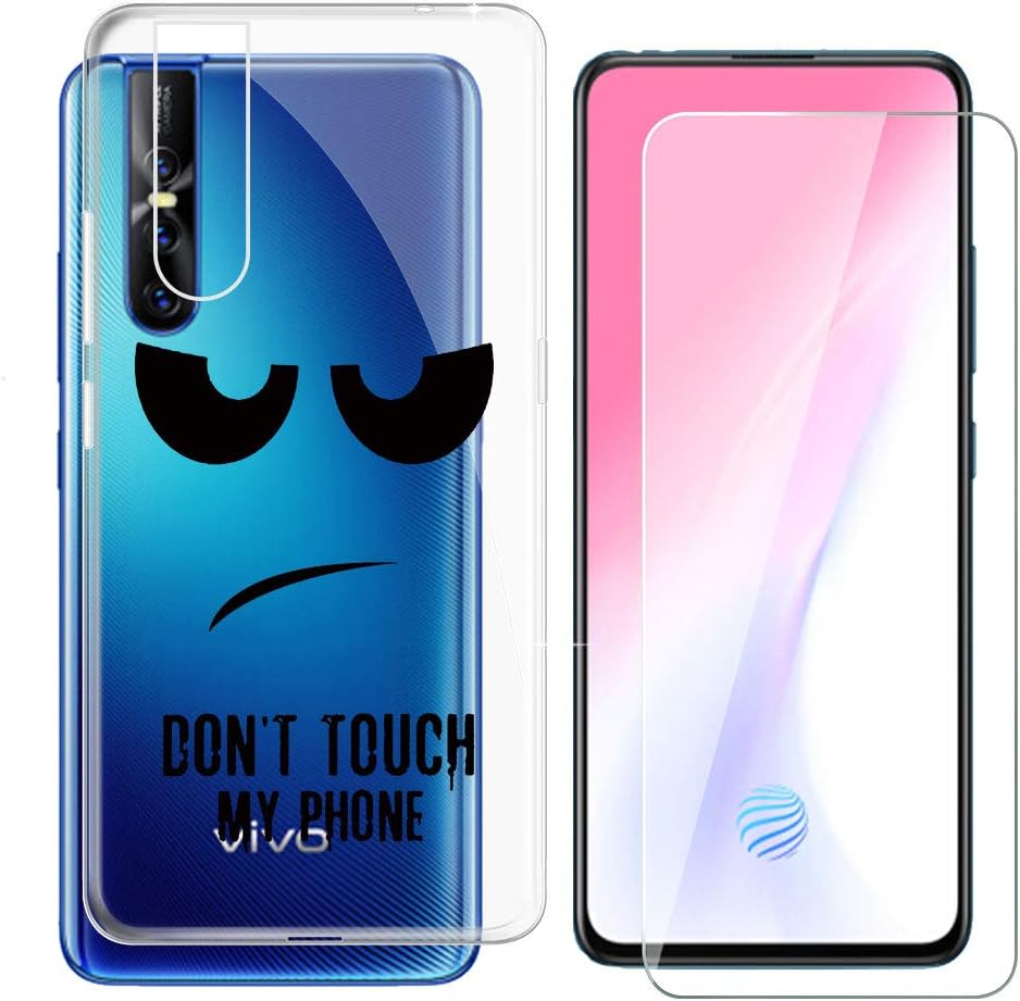 Vivo S1 Pro Case + Tempered Glass Screen Protector - HHUAN Flexible Soft Transparent TPU Cute Pony Shell Silicone Gel Protective Case Bumper Cover for Vivo S1 Pro (6.39")