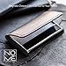 Professional Slim Business Credit Card Holder - Black Leather with Steel - Magnetic - Men Women