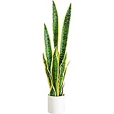 Nearly Natural 30in Artificial Sansevieria Plant in Vanilla Planter - Lifelike Faux Plant for Home Decor
