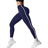 Flamingals High Waisted Scrunch Butt Lifting Striped Leggings for Women - Buttery Soft Tummy Control Workout Yoga Pants