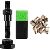 Amjoy Rivet Nut Tool Mandrel M8 and 10 Pcs Rivet Nuts | Rivet Tool Set Spare Part, Nutsert Tool Accessories Set Compatible with RZX/Astro Riveters
