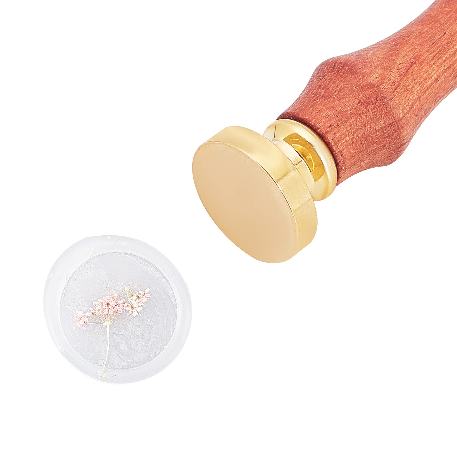 CRASPIRE Sealing Wax Stamp 22mm Round Blank Wax Seal Stamp Head Removable Brass Seal Head Pear Wooden Handle for Sealing Stamp Envelopes Halloween Witchcraft Gifts Cards Wedding Invitations