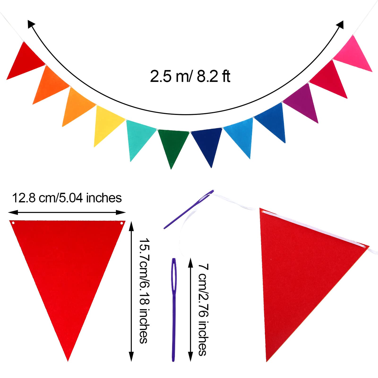 Outus 6 Sets Rainbow Pennant Banner Flags Garland Multicolor Bunting String Triangle Flags Bulk Rainbow Bunting for Carnival Birthday Party Festival Decorations(Rainbow Colors)