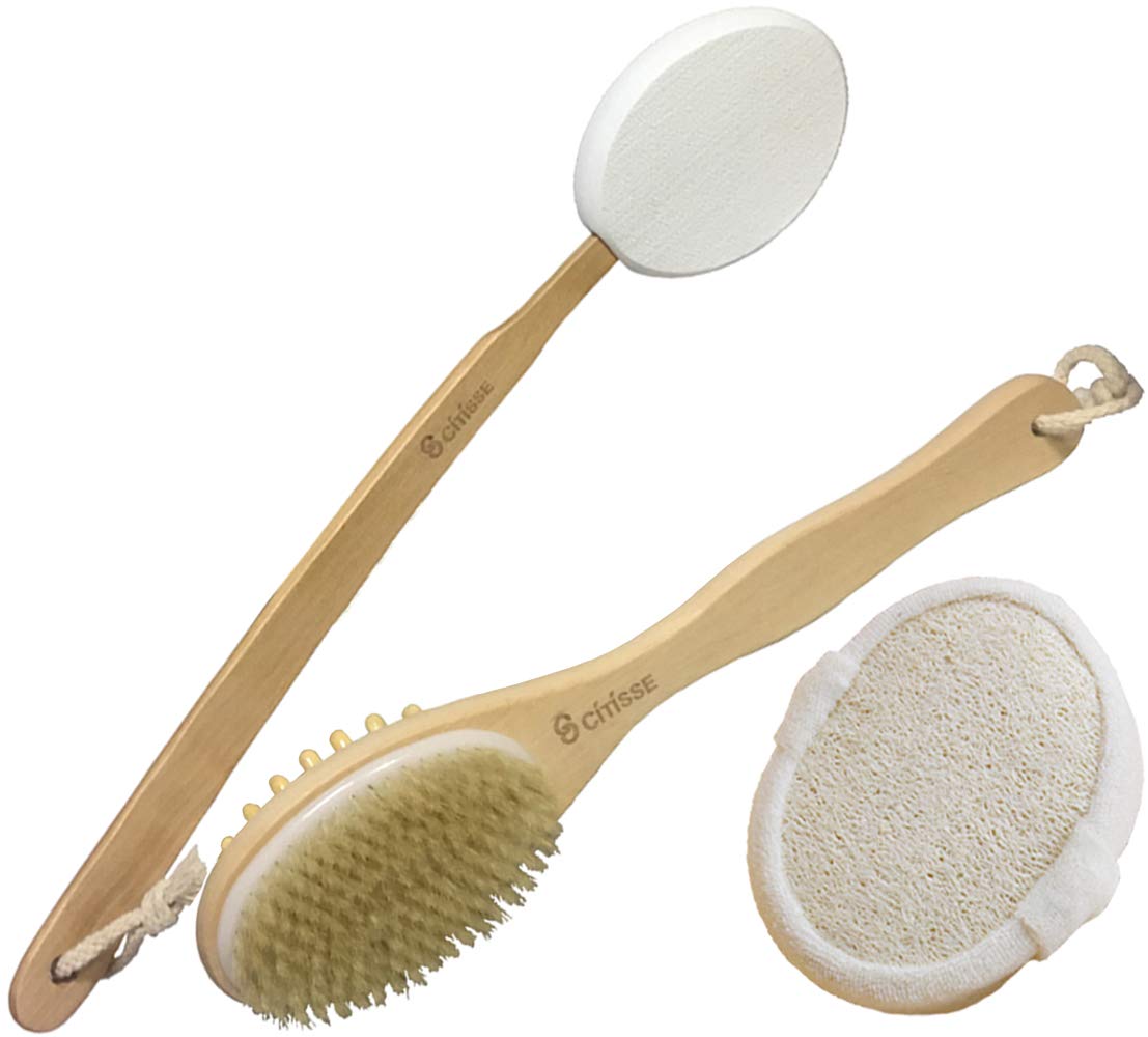 3PACK CITISSE Premium Dry Brushing Body Brush Set Natural