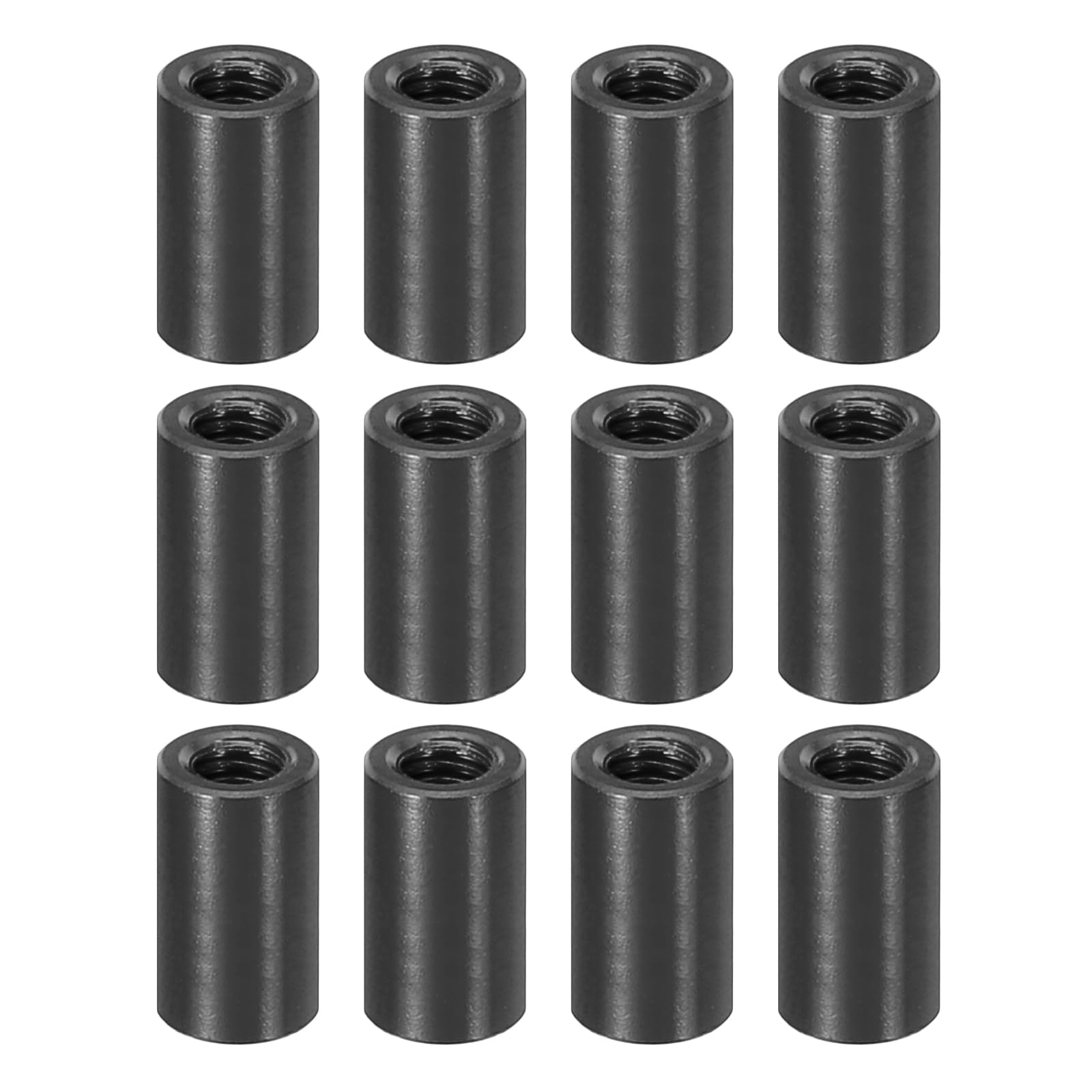 PATIKIL 12pcs M3 Metal Threaded Standoff Spacer Nuts, Round Aluminum Spacers Female Coupling Screws, 1/8" ID x 3/16" OD, Black, (10mm L) โ image 1