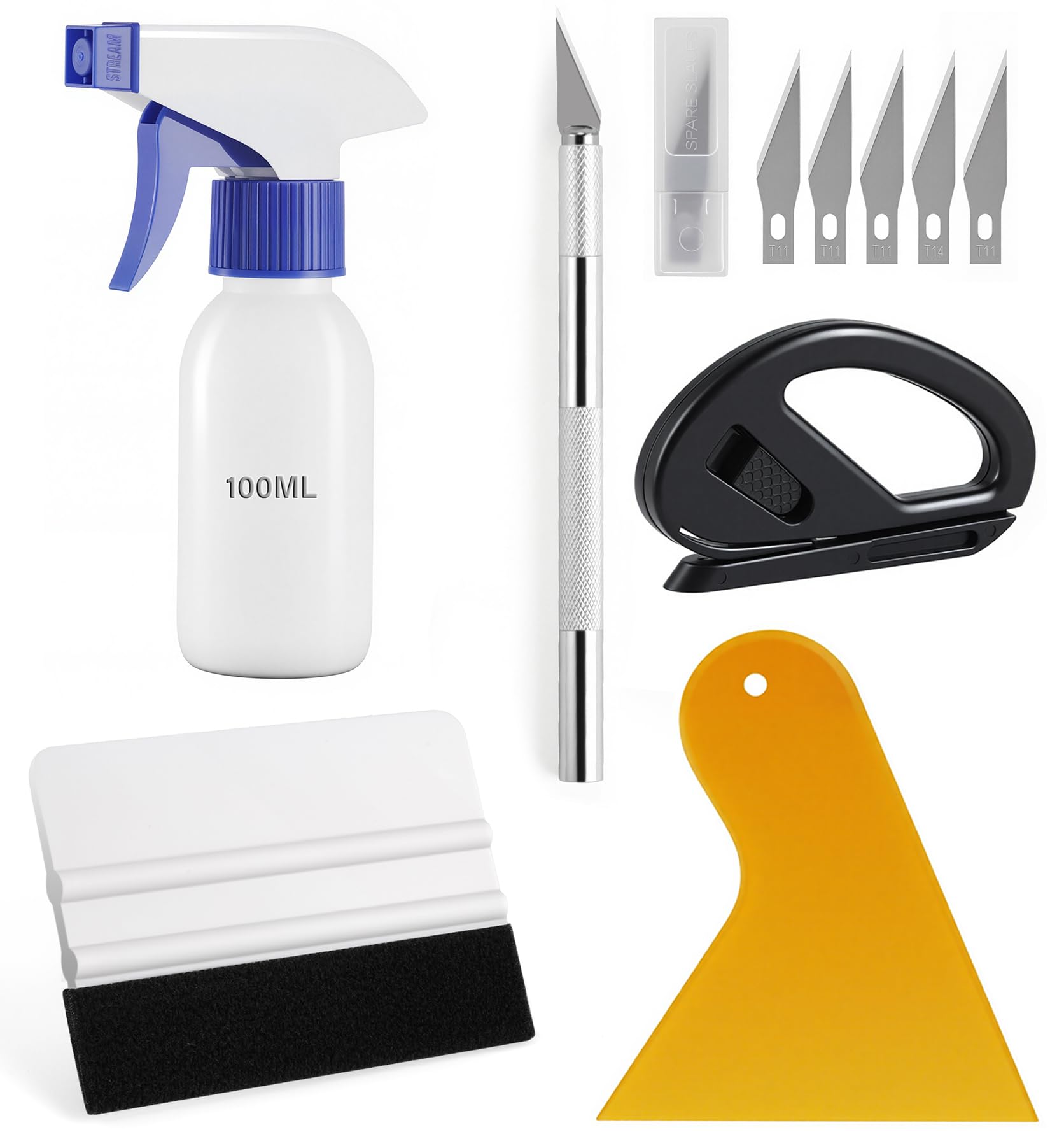 Photo 1 of SINGARO Car Window Film Kit, 5PCS Car Glass Protective Window Tinting Privacy Film Tools, Including Vinyl Scraper, Felt Scraper, Cutter with Blade, Film Cutter, Spray Bottle