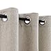 jinchan Linen Textured Curtains 84 Inch Length 2 Panels for Living Room Grommet Top Greyish Beige Room Darkening Drapes for Bedroom Thermal Insulated Window Curtain Set