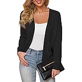 Plusashion Women's Cardigan Sweaters Lightweight Open Front Long Sleeve Hollow Out (S-2X)