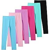 Chicduo 6 Pack Girls Leggings Yoga Leggings for Girls Soft Stretchy Pants Kids Basic Solid School Pants