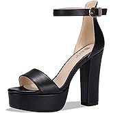 IDIFU Women's Platform Chunky High Heel Sexy Sandals Ankle Strap Open Toe Heeled Shoes for Wedding Party Evening