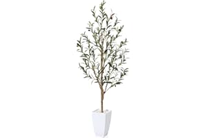 PISKOAN 4FT Artificial Olive Tree Fake Tall Silk Plant Faux Large Floor Potted Tree with Fruits for Home Office Living Room Indoor Outdoor Modern Decor