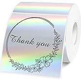 Yeachlaing 3"x 3" Holographic Square Thermal Label Stickers,Self-Adhesive Square Direct Thermal Labels( Silver, 300 PCS
