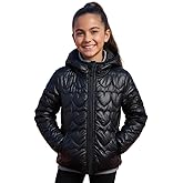 WELAKEN Lightweight Heart Quilted Cotton Puffer Jacket for Girls & Kids Zip Up Hooded Coat with Kangaroo Pocket