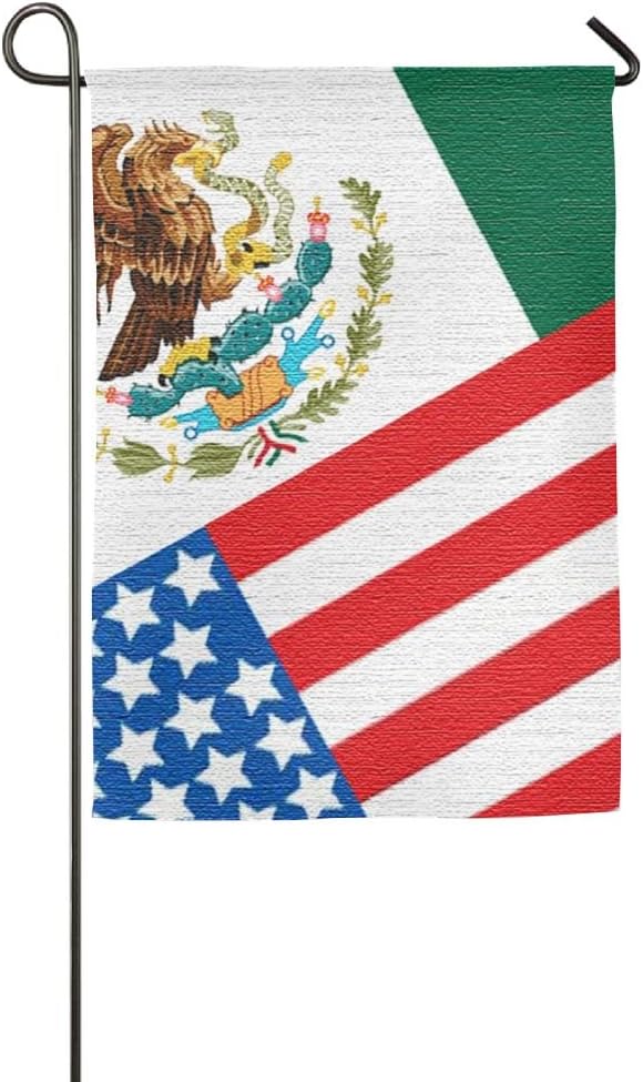 American-Mexican Flag Bright Fall House Garden Flags All-Weather Polyester 12 X 18 Prime Banners