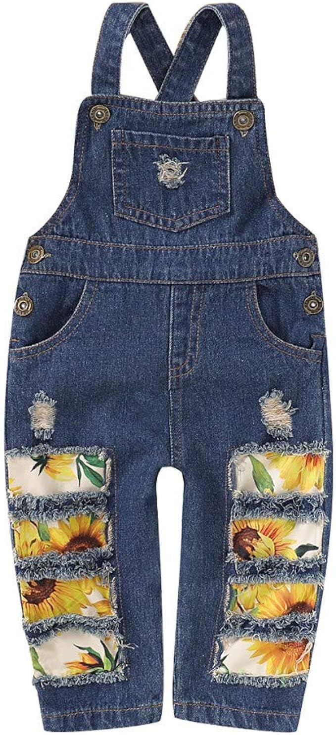 sunflower overalls for baby girl