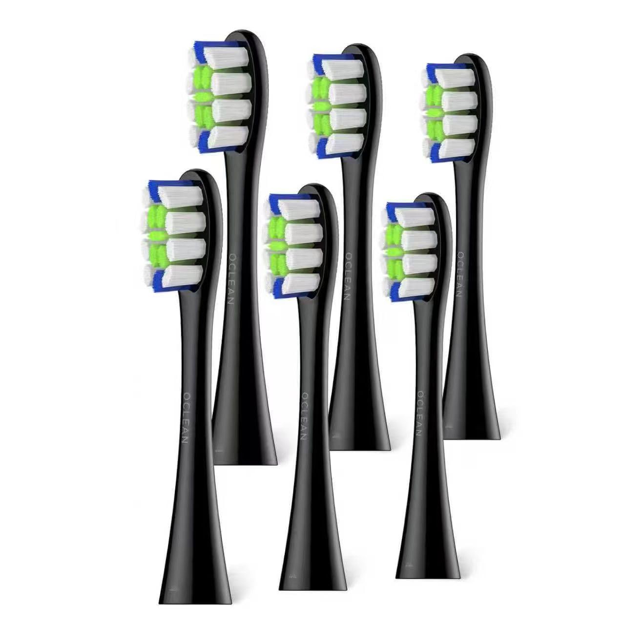 Oclean Toothbrush Standard Clean Brush Head Replacements, Compatible with All Oclean Electric Handles, FDA Approved (6 Pack) – Black
